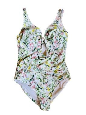 Nip Tuck Women’s Sz 10 Floral Cutout Ruched Tummy Control One Piece Swimsuit